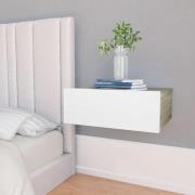 vidaXL Svävande sängbord vit och sonoma-ek 40x30x15 cm konstruerat trä