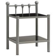 vidaXL Sängbord grå och svart 45x34,5x60,5 cm metall och glas