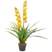 vidaXL Konstväxt Orkidé med kruka 90 cm gul
