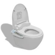 vidaXL Vägghängd toalett med automatisk elektronisk sits vit