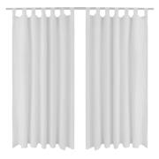 2-pack gardiner med öglor i vit microsatin 140 x 245 cm