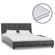 vidaXL Säng med memoryskummadrass grå konstläder 120x200 cm