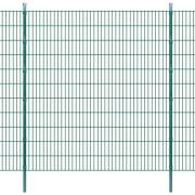 vidaXL 2D Stängselpaneler med stolpar 2008x2230 mm 8 m grön