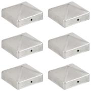 vidaXL Stolphattar pyramid 6 st galvaniserad metall 71x71 mm