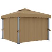 vidaXL Paviljong med draperi 3x3 m taupe aluminium