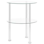 vidaXL Sidobord med 2 hyllplan genomskinligt 38 cm härdat glas