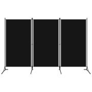 vidaXL Rumsavdelare 3 paneler svart 260x180 cm