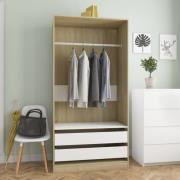 vidaXL Garderob vit och sonoma-ek 100x50x200 cm konstruerat trä