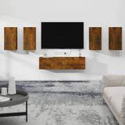 vidaXL Tv-skåp 6 delar Rökfärgad ek konstruerat trä