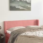 vidaXL Sänggavel med kanter rosa 147x16x78/88 cm sammet