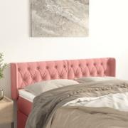 vidaXL Sänggavel med kanter rosa 163x16x78/88 cm sammet