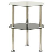 vidaXL Sidobord med 2 hyllor transparent/svart 38x38x50 cm härdat glas
