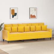 vidaXL 3-sitssoffa gul 210 cm sammet