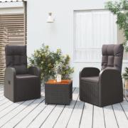 vidaXL Loungegrupp 3 delar svart konstrotting & massiv akacia