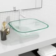 vidaXL Handfat glas 42x42x14 cm transparent