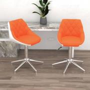 vidaXL Snurrbara matstolar 2 st orange och vit konstläder