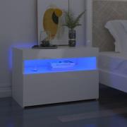 vidaXL Sängbord med LED-belysning vit högglans 60x35x40 cm