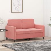 vidaXL Soffa 2-sits rosa 120 cm sammet