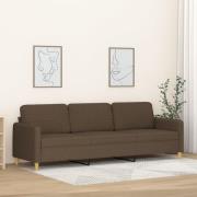 vidaXL 3-sitssoffa brun 210 cm tyg