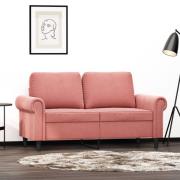 vidaXL Soffa 2-sits rosa 120 cm sammet