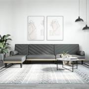 vidaXL L-formad bäddsoffa mörkgrå 260x140x70 cm tyg