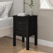 vidaXL Sängbord svart 40x35x61,5 cm massiv furu
