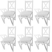 vidaXL Matstolar 6 st vit furu