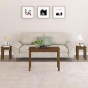 vidaXL Satsbord 3 st honungsbrun massiv furu