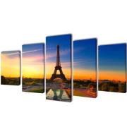 Uppsättning väggbonader på duk: Eiffeltornet 100 x 50 cm