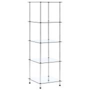 vidaXL Hylla 5 hyllplan transparent 40x40x130 cm härdat glas
