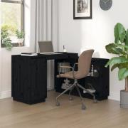 vidaXL Skrivbord svart 110x50x75 cm massiv furu