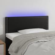 vidaXL Sänggavel LED svart 100 x 5 x 78/88 cm konstläder