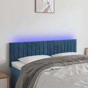 vidaXL Sänggavel LED mörkblå 144x5x78/88 cm sammet