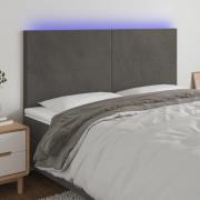 vidaXL Sänggavel LED mörkgrå 160x5x118/128 cm sammet