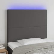 vidaXL Sänggavel LED grå 100x5x118/128 cm konstläder