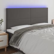 vidaXL Sänggavel LED grå 200x5x118/128 cm konstläder