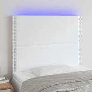 vidaXL Sänggavel LED hvid 80x5x118/128 cm konstläder