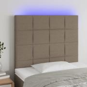 vidaXL Sänggavel LED taupe 100x5x118/128 cm tyg