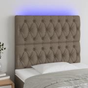 vidaXL Sänggavel LED taupe 90x7x118/128 cm tyg