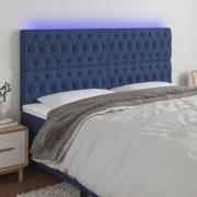 vidaXL Sänggavel LED blå 180x7x118/128 cm tyg