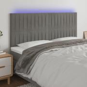 vidaXL Sänggavel LED ljusgrå 200x5x118/128 cm sammet