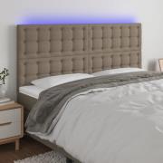 vidaXL Sänggavel LED taupe 180x5x118/128 cm tyg