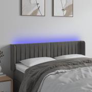 vidaXL Sänggavel LED mörkgrå 147x16x78/88 cm sammet