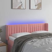 vidaXL Sänggavel LED rosa 147x16x78/88 cm sammet