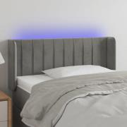 vidaXL Sänggavel LED ljusgrå 83x16x78/88 cm sammet