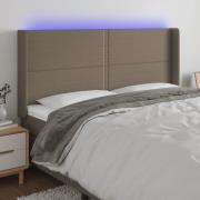 vidaXL Sänggavel LED taupe 163x16x118/128 cm tyg