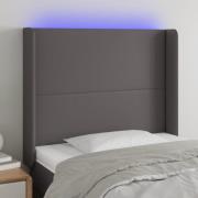 vidaXL Sänggavel LED grå 93x16x118/128 cm konstläder