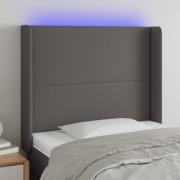 vidaXL Sänggavel LED grå 103x16x118/128 cm konstläder