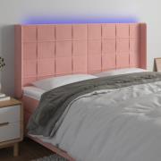 vidaXL Sänggavel LED rosa 203x16x118/128 cm sammet