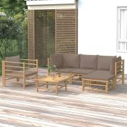 vidaXL Loungegrupp 6 delar taupe dynor bambu